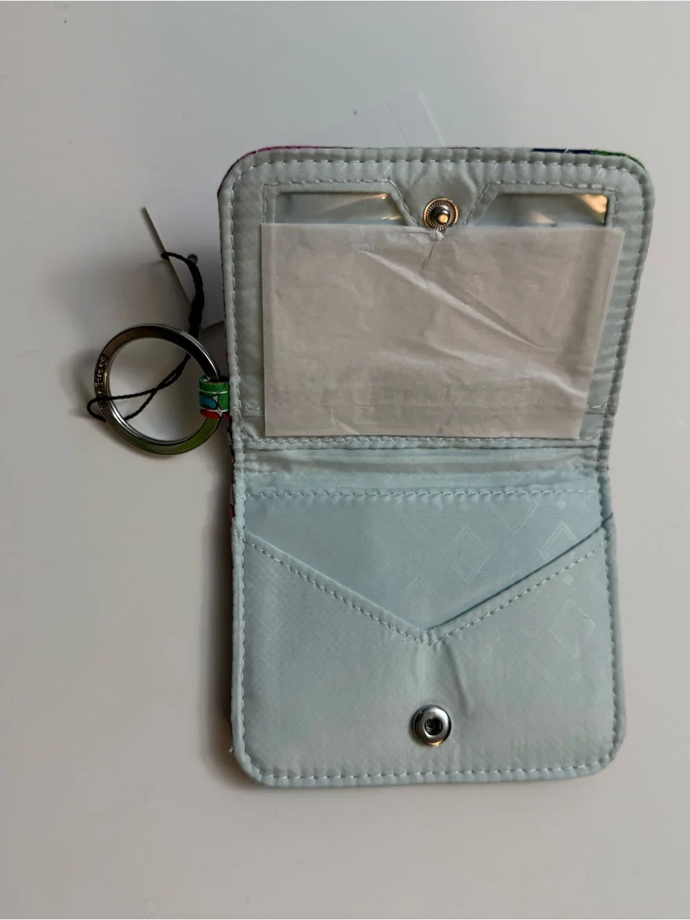 Vera Bradley Floral Quilted Card Holder with Key Ring - Navy Multicolor